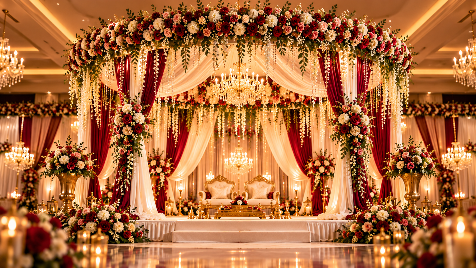 Royal floral wedding mandap